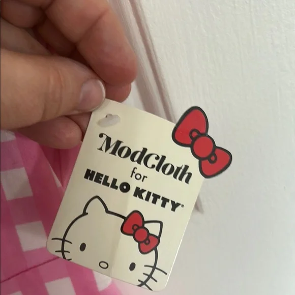 Mod Cloth x Hello Kitty Pink Checkered Dress with Bow NWT - Picture 4 of 8